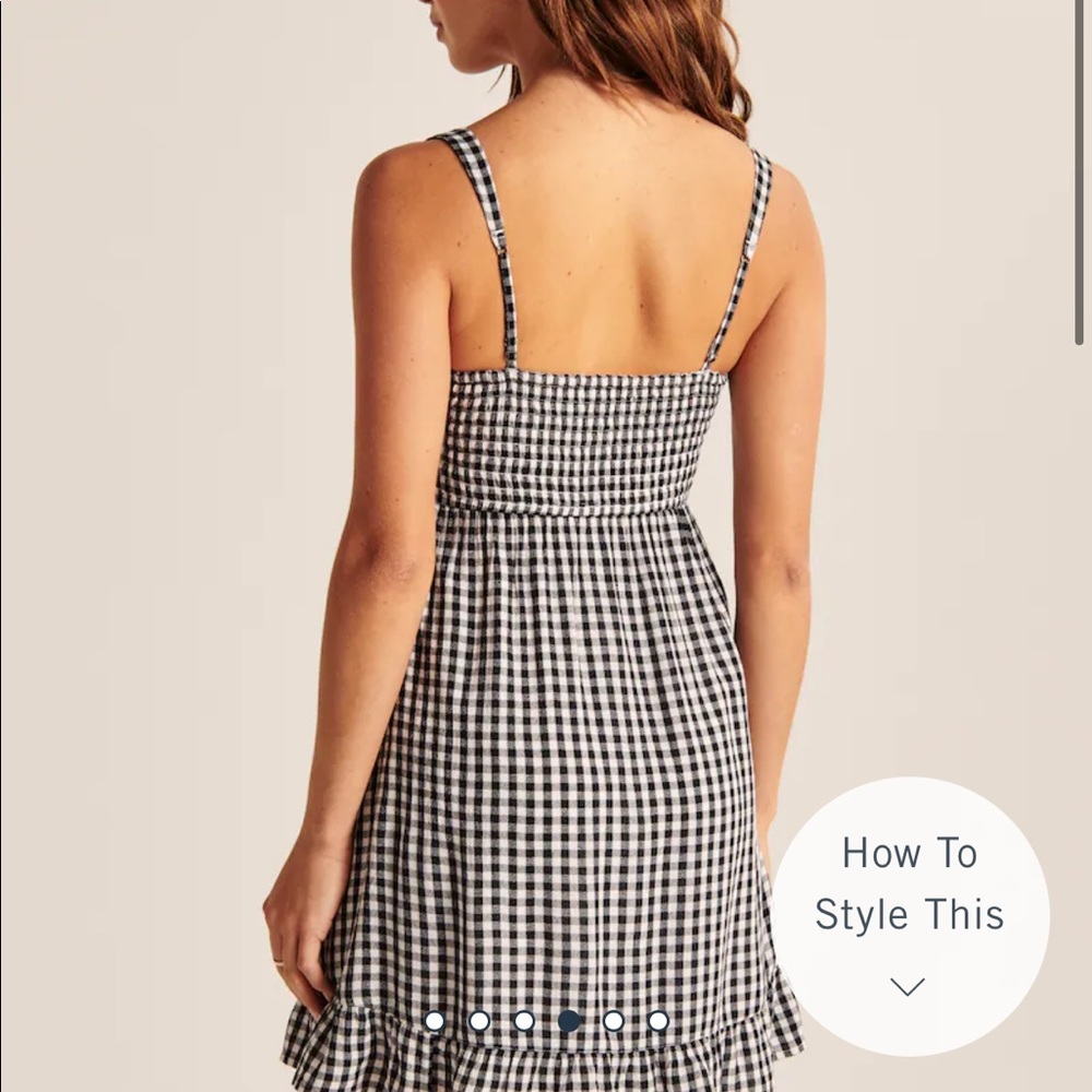 Gingham smocked squareneck mini dress - Picture 4 of 4